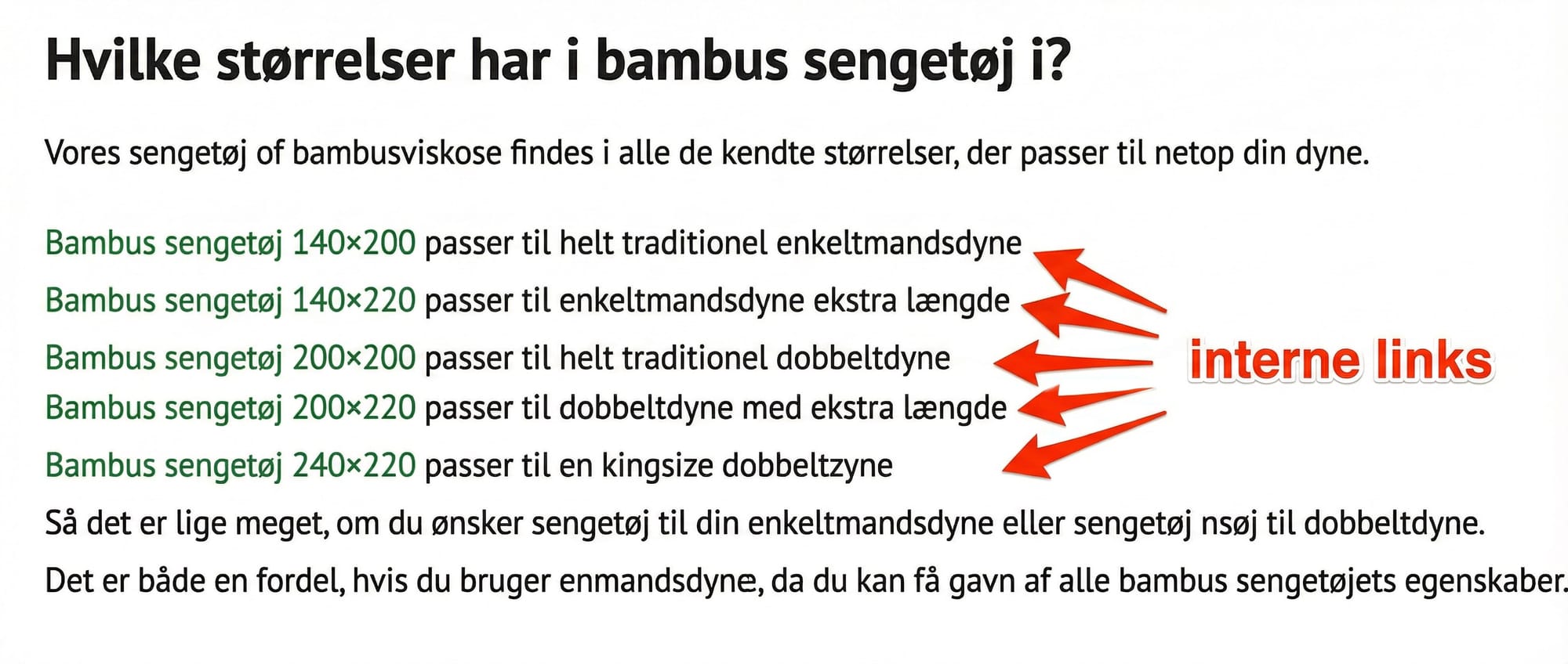 Eksempel på Interne Links